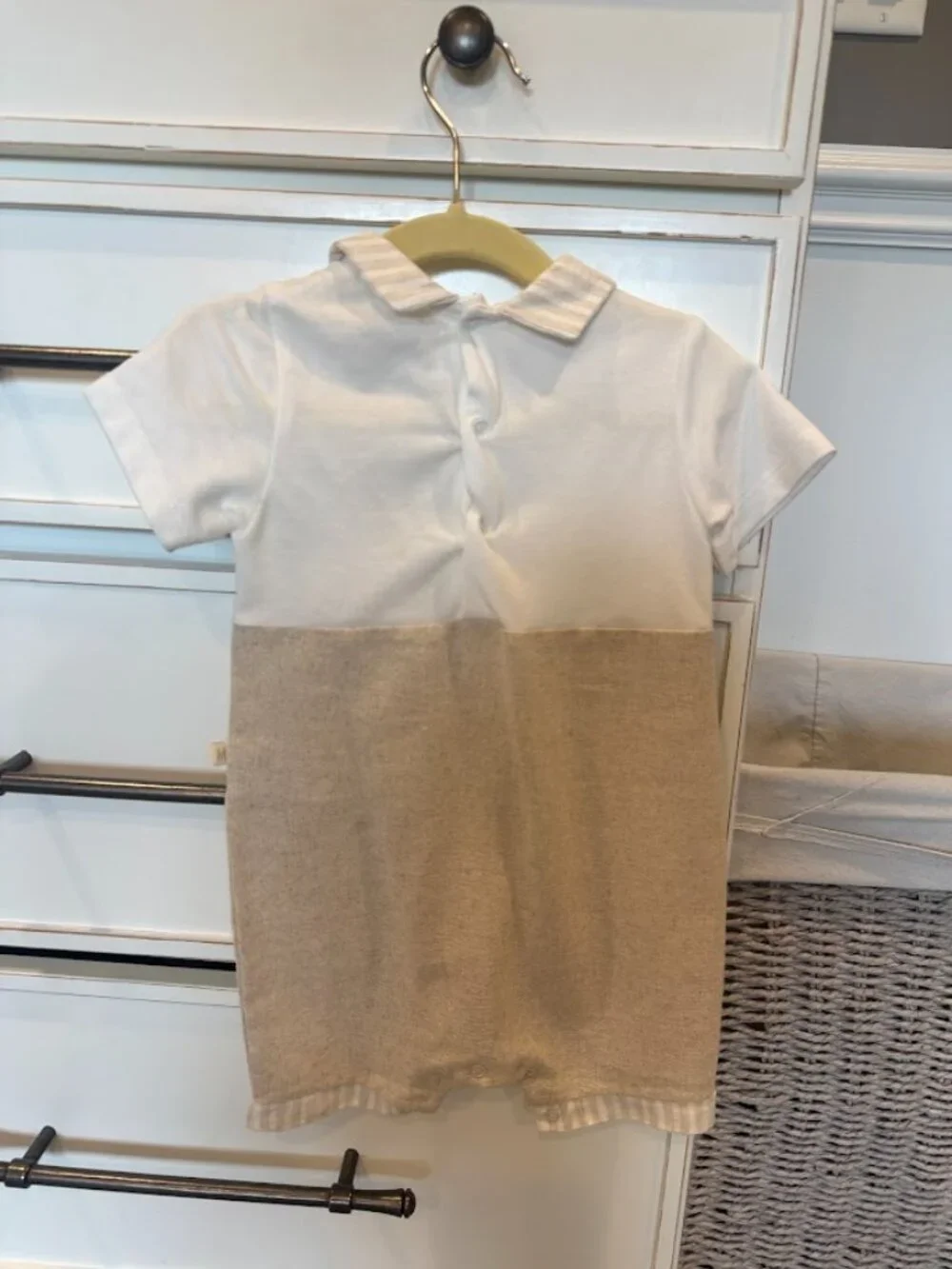 Beige Button Down Romper | 12M